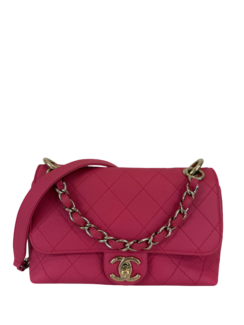 Chanel City Walk Pink Caviar Quilted Small Flap Bag