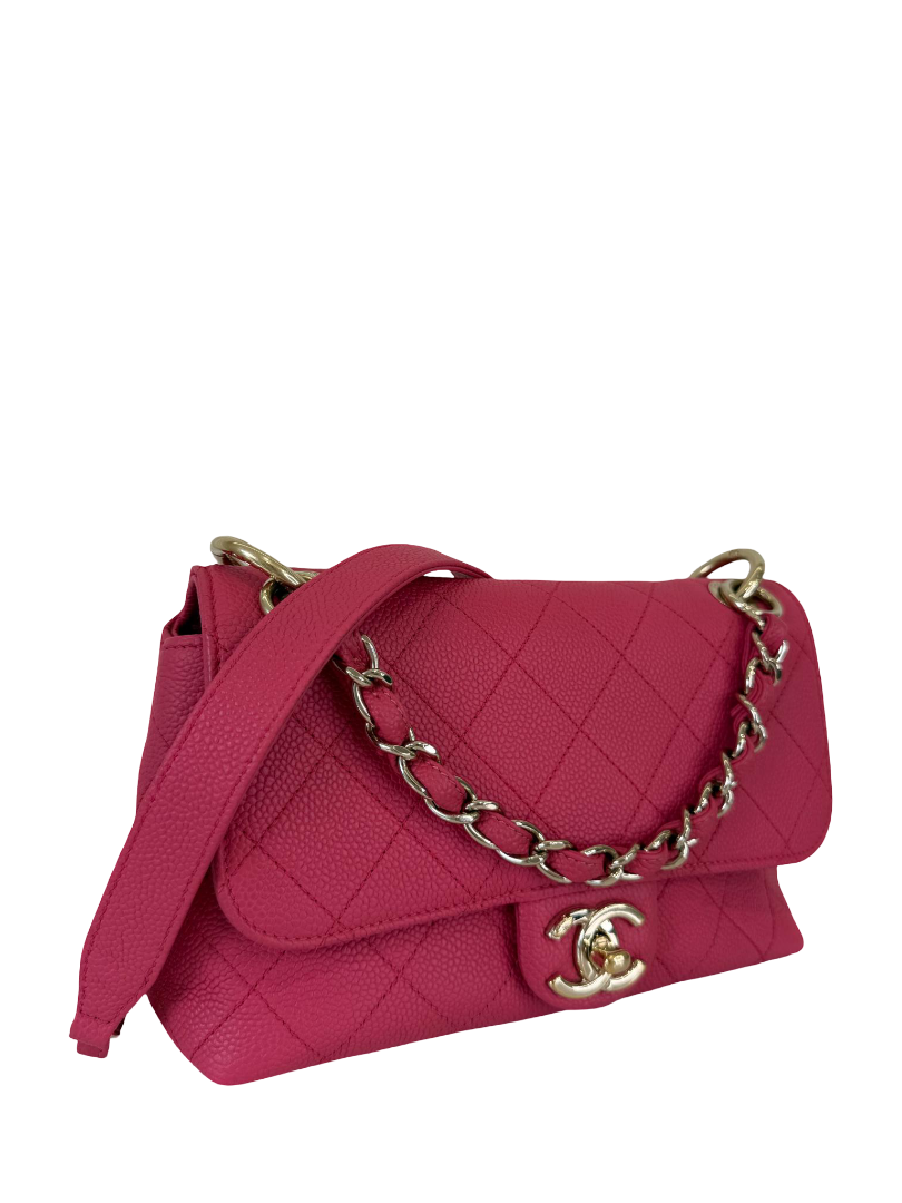 Chanel City Walk Pink Caviar Quilted Small Flap Bag