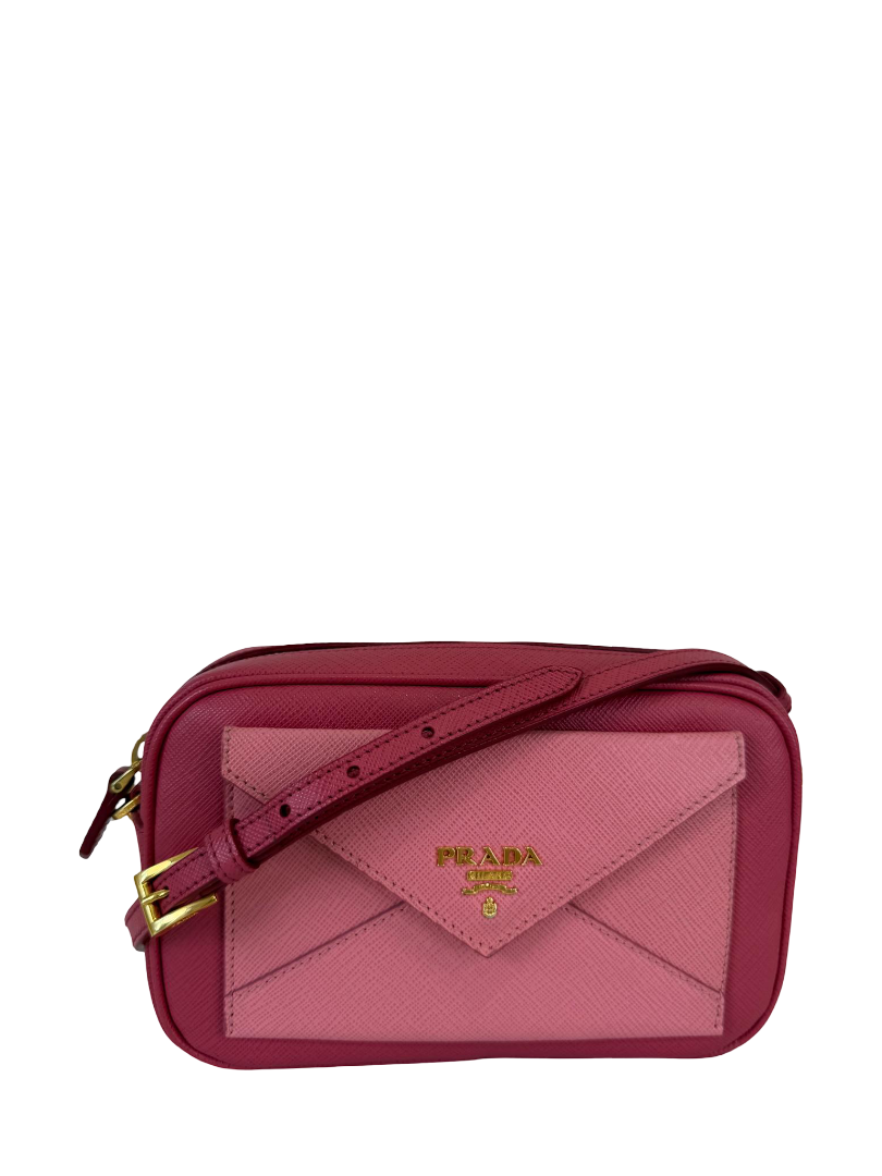 Prada Pink Saffiano Leather Envelope Crossbody Bag