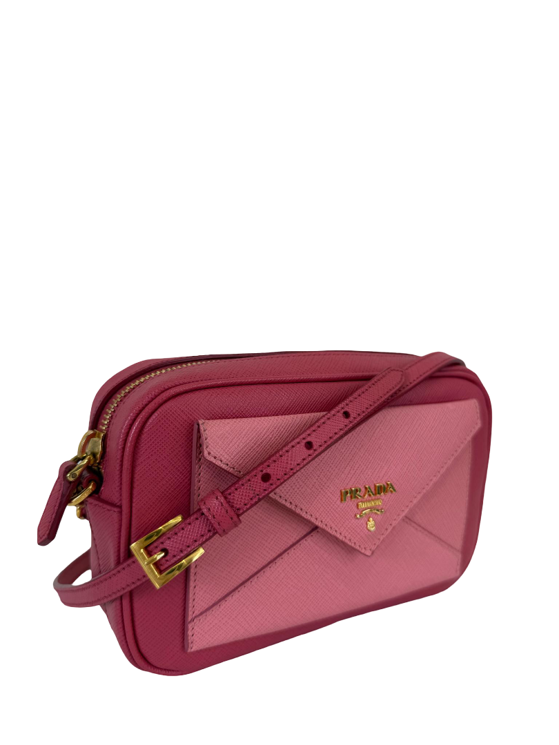 Prada Pink Saffiano Leather Envelope Crossbody Bag