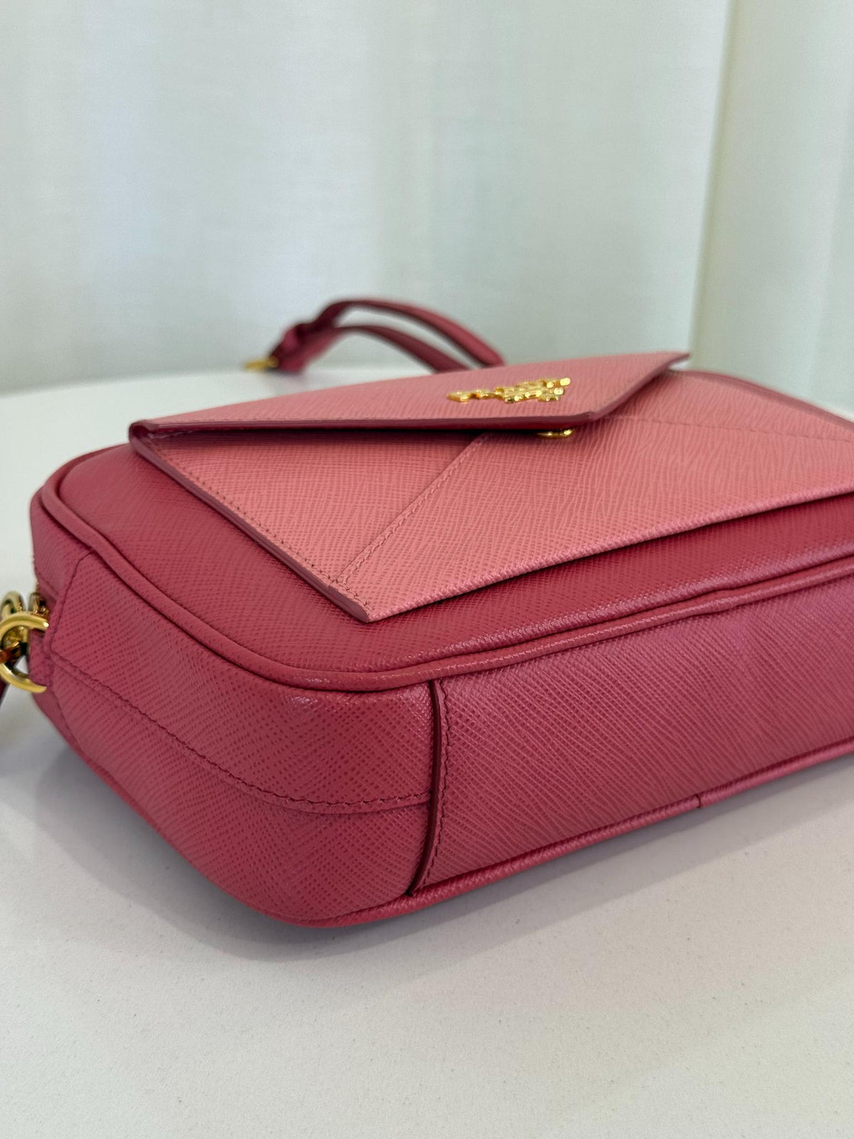 Prada Pink Saffiano Leather Envelope Crossbody Bag