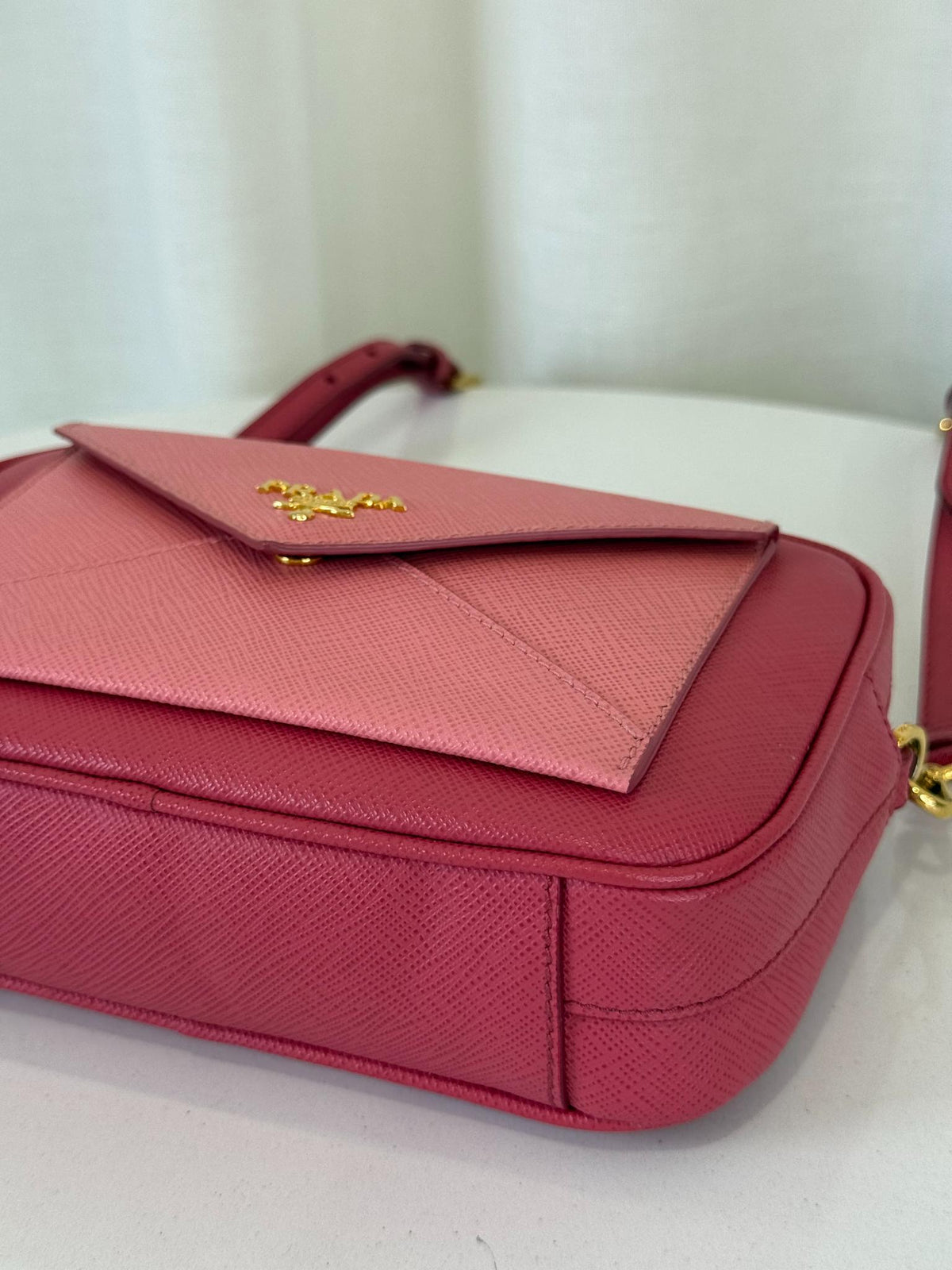 Prada Pink Saffiano Leather Envelope Crossbody Bag