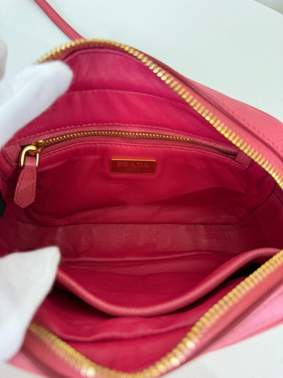 Prada Pink Saffiano Leather Envelope Crossbody Bag