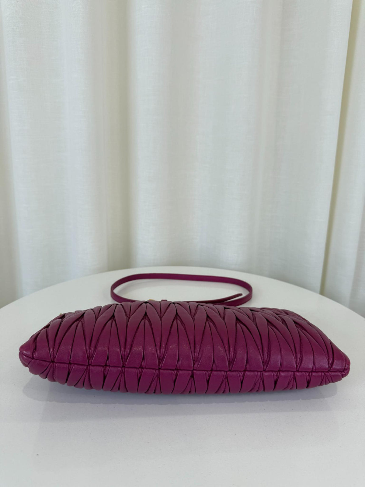 Miu Miu Pink Matelassé Leather Zip Chain Crossbody Bag