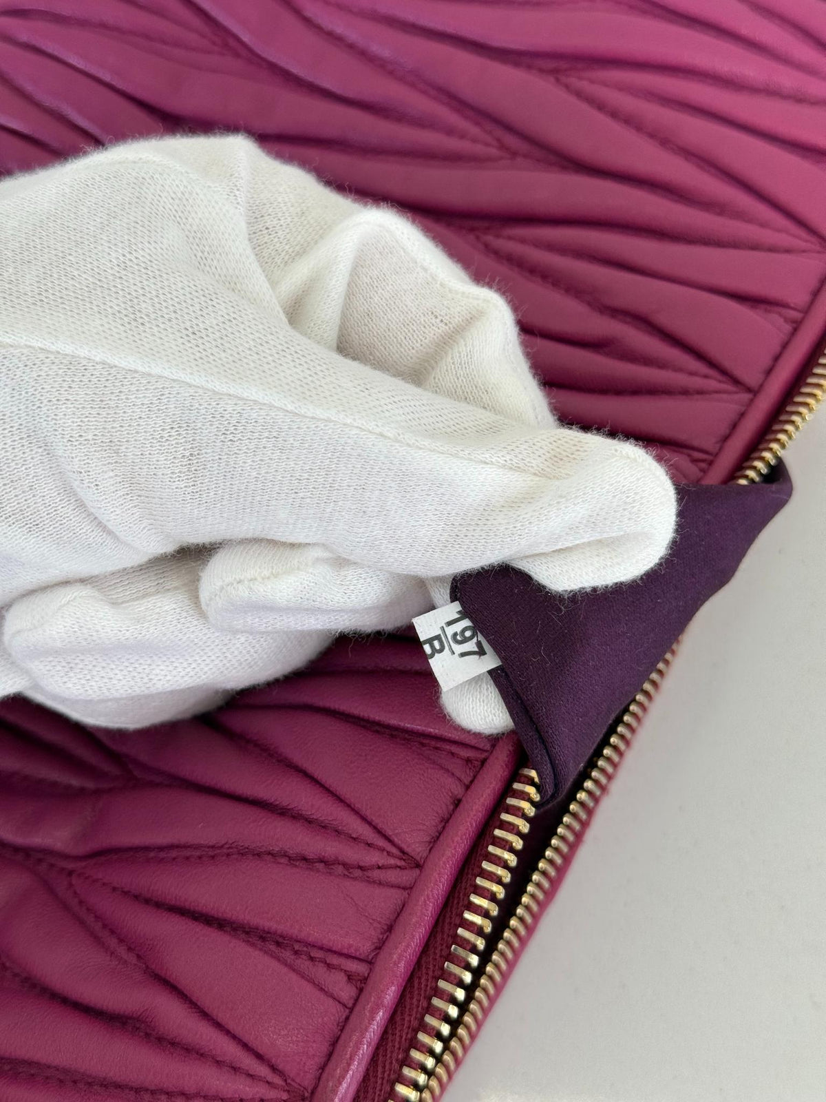 Miu Miu Pink Matelassé Leather Zip Chain Crossbody Bag