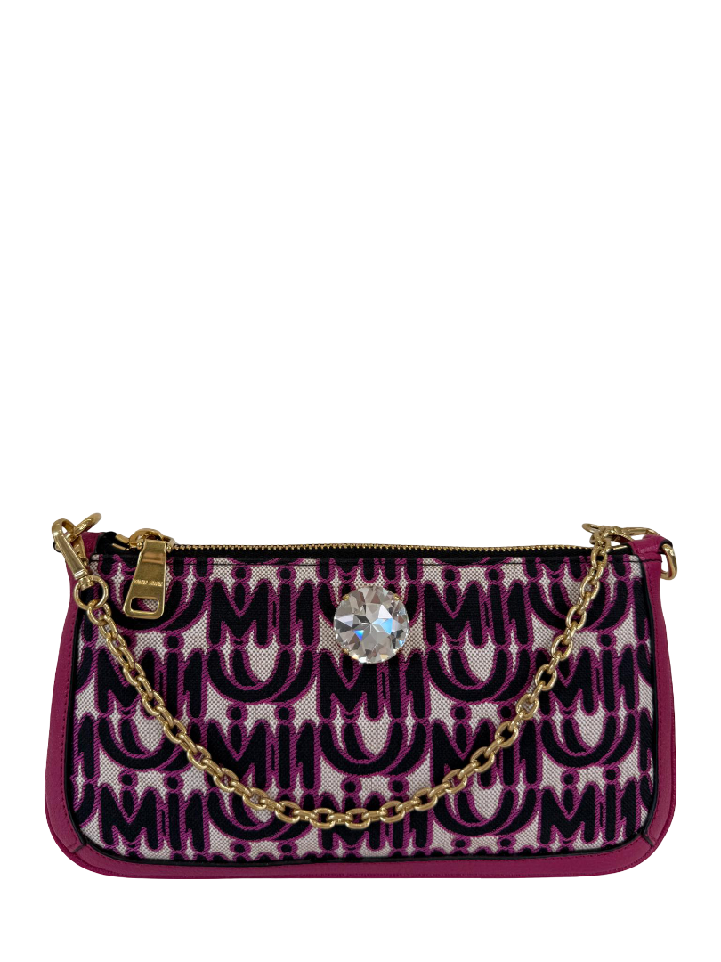 Miu Miu Pink Monogram Jacquard Madras Pochette