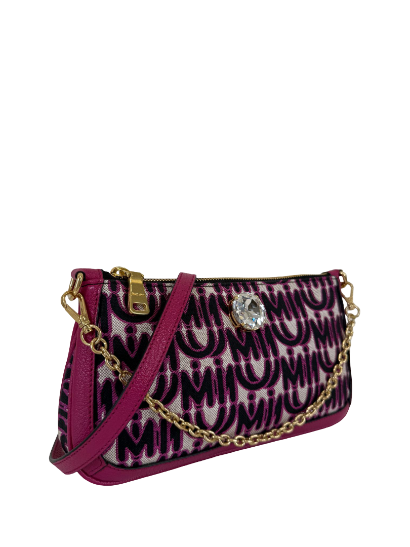 Miu Miu Pink Monogram Jacquard Madras Pochette