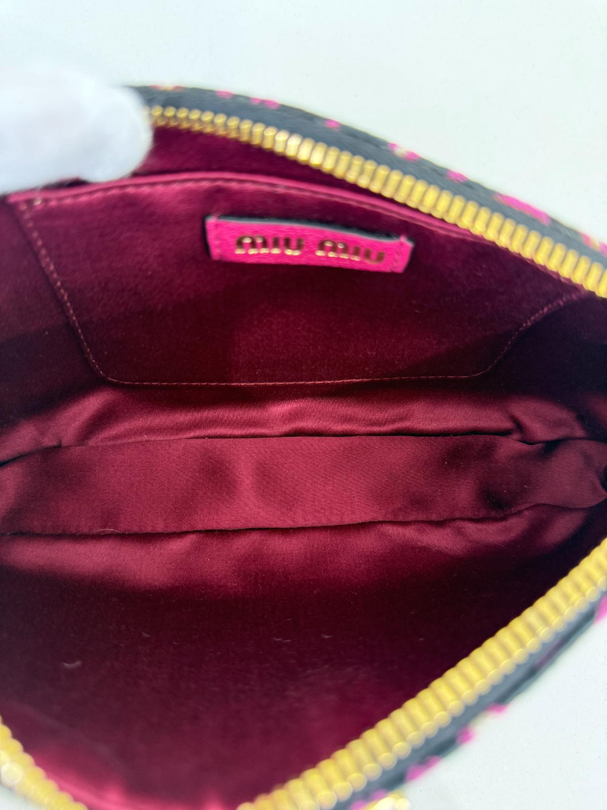 Miu Miu Pink Monogram Jacquard Madras Pochette
