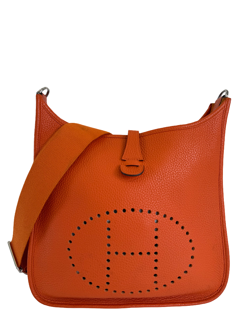 Hermès Orange Togo Leather Evelyne PM III Crossbody Bag