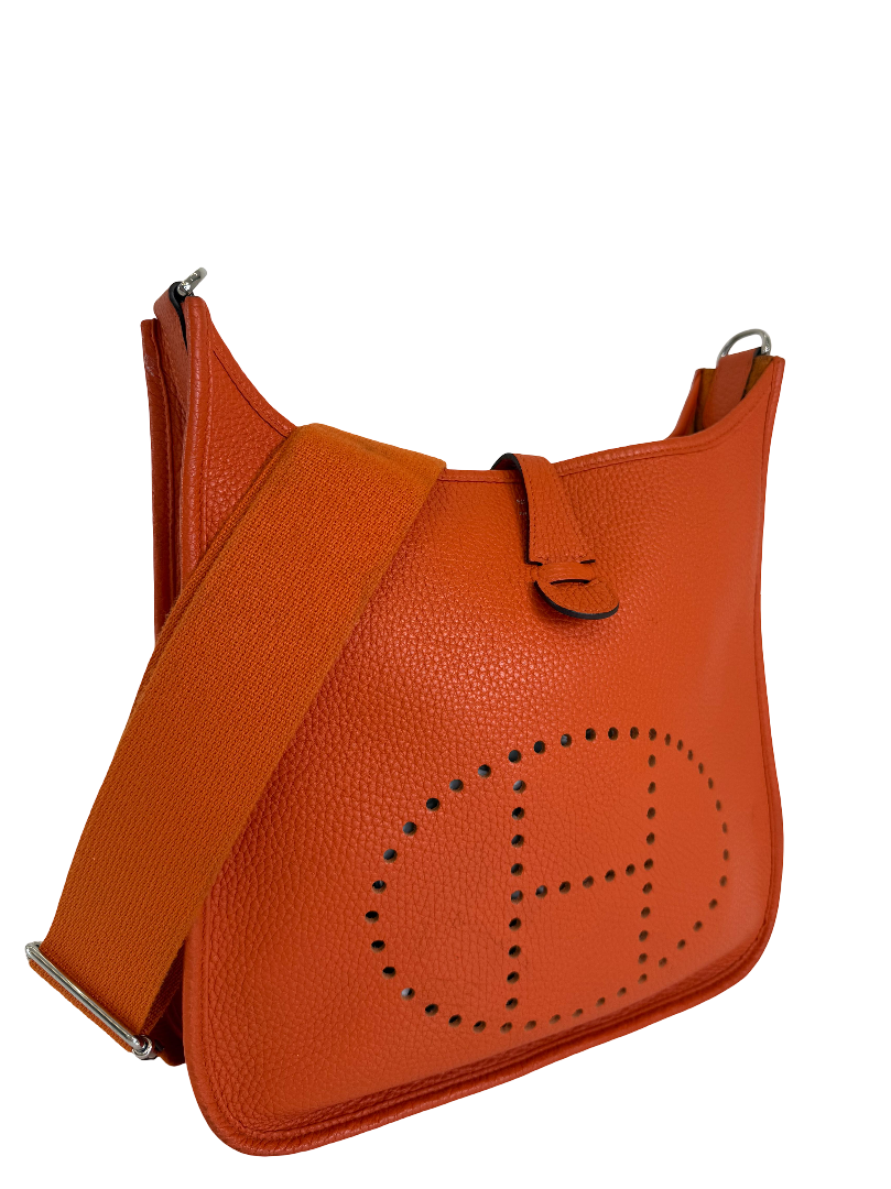 Hermès Orange Togo Leather Evelyne PM III Crossbody Bag