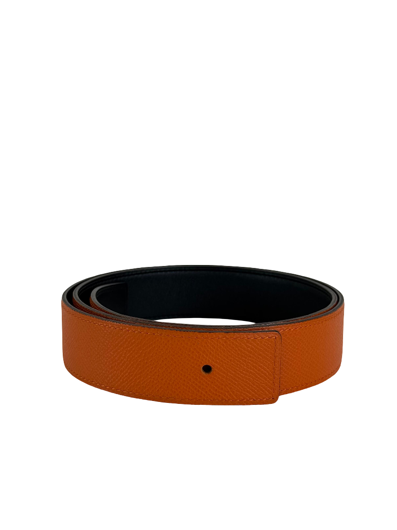 Hermès 32mm Orange Epsom and Black Leather Reversible Belt