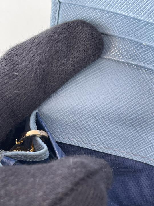 Prada Astral Blue Saffiano Lux Leather Wallet on Chain