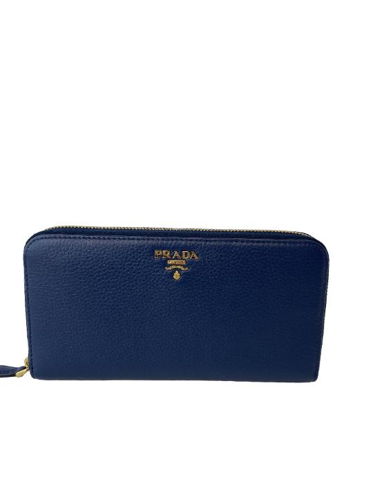 Prada Navy Blue Saffiano Zipped Wallet
