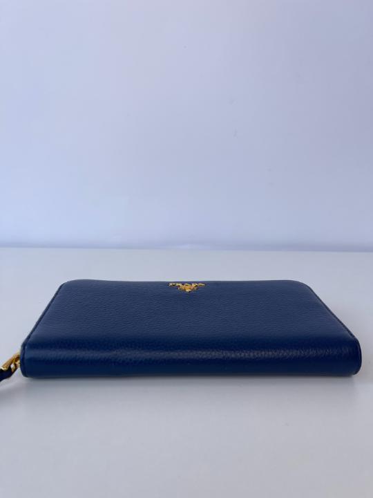 Prada Navy Blue Saffiano Zipped Wallet