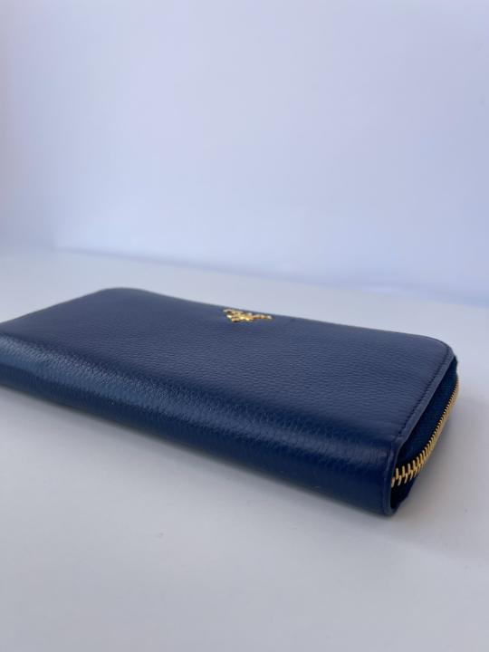 Prada Navy Blue Saffiano Zipped Wallet