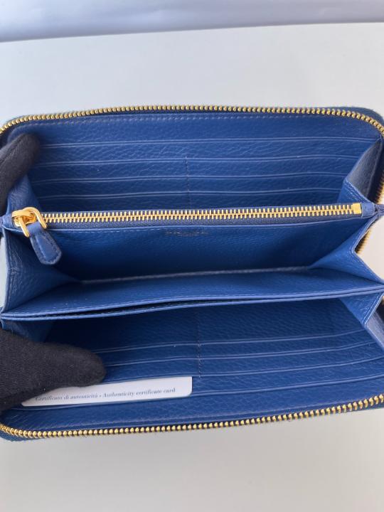Prada Navy Blue Saffiano Zipped Wallet