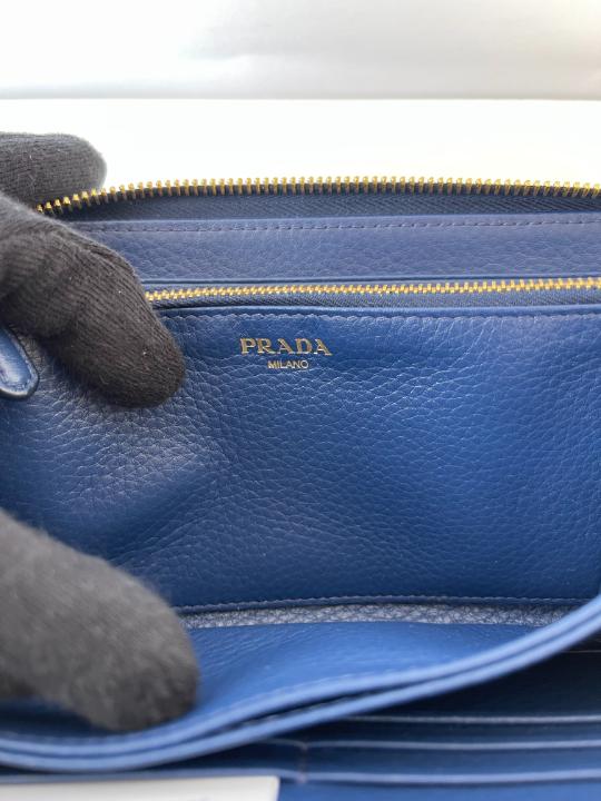 Prada Navy Blue Saffiano Zipped Wallet