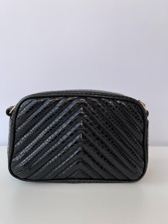 Stella McCartney White/Black Python Embossed Faux Leather Star Crossbody Bag