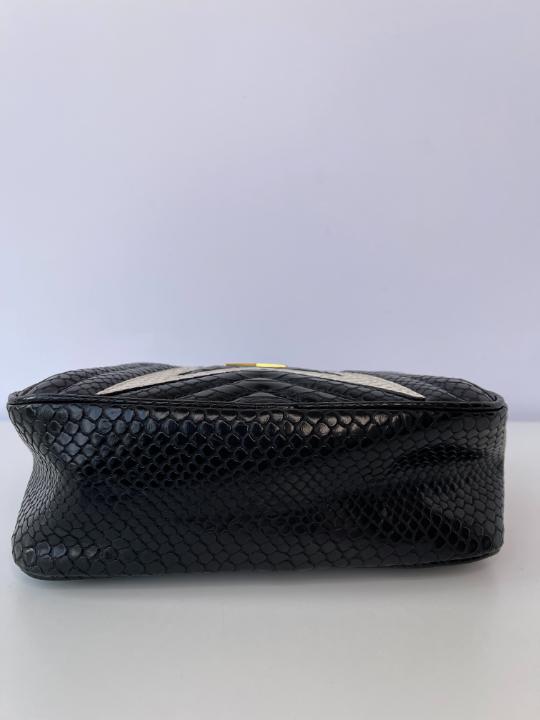 Stella McCartney White/Black Python Embossed Faux Leather Star Crossbody Bag