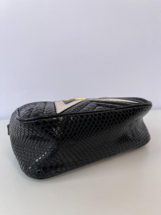 Stella McCartney White/Black Python Embossed Faux Leather Star Crossbody Bag