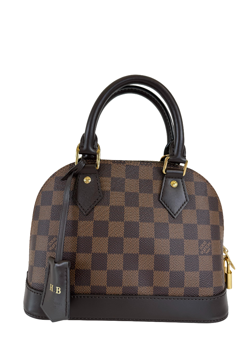 Louis Vuitton Alma BB Damier Ebene Canvas with H.B Initials