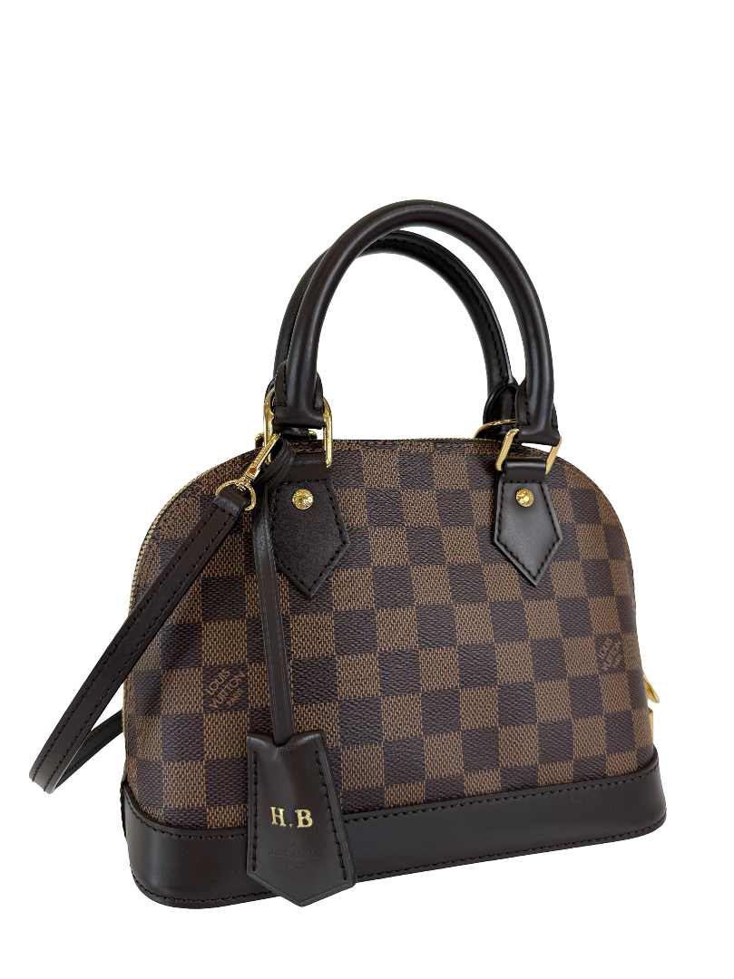 Louis Vuitton Alma BB Damier Ebene Canvas with H.B Initials