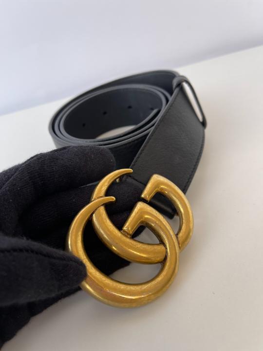 Gucci GG Marmont Black Leather Belt