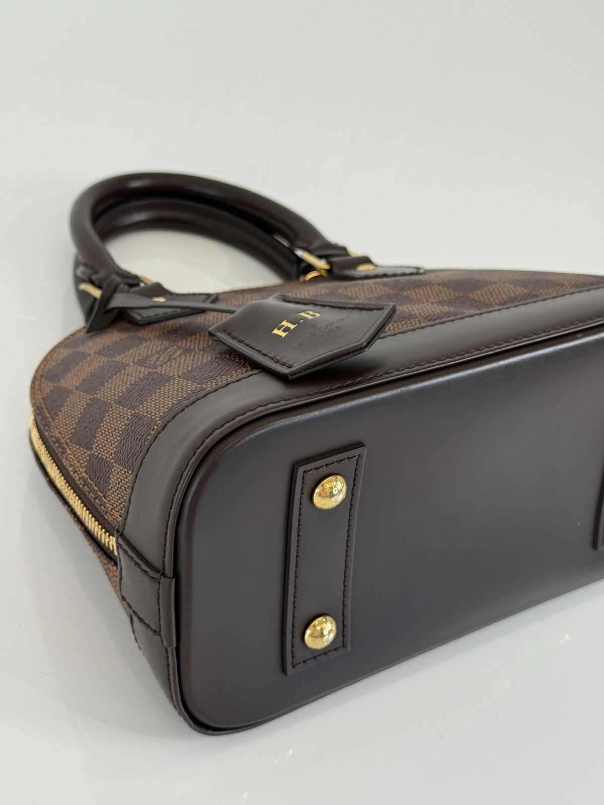 Louis Vuitton Alma BB Damier Ebene Canvas with H.B Initials