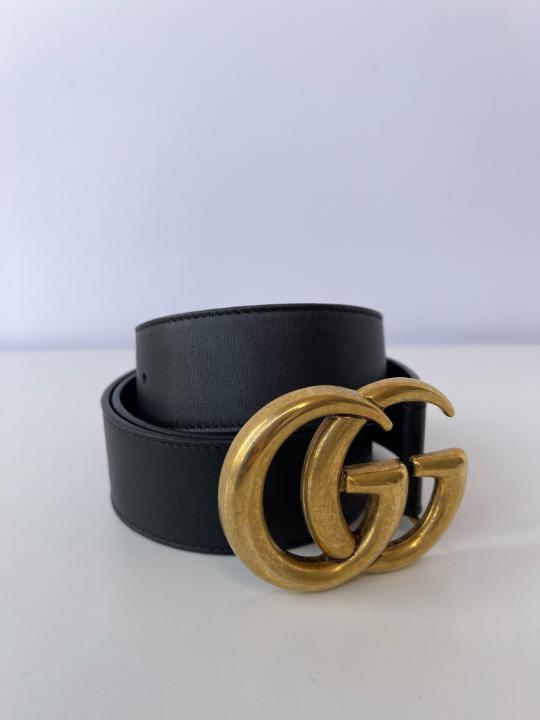 Gucci GG Marmont Black Leather Belt