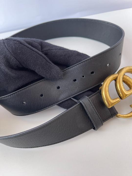 Gucci GG Marmont Black Leather Belt