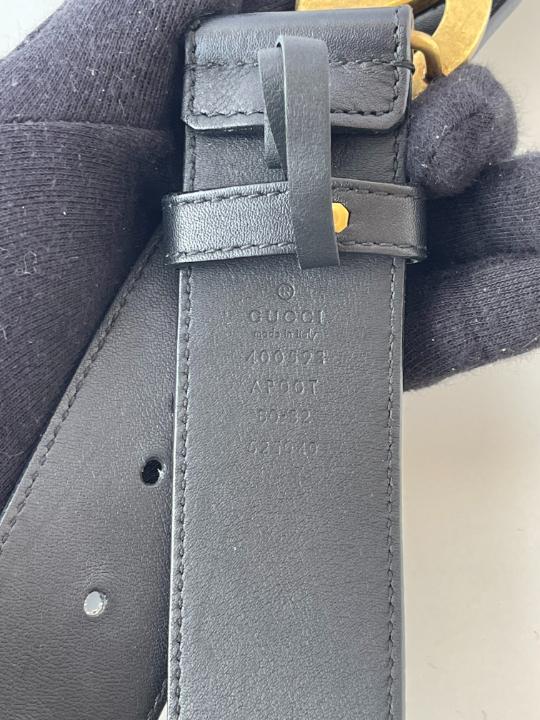 Gucci GG Marmont Black Leather Belt
