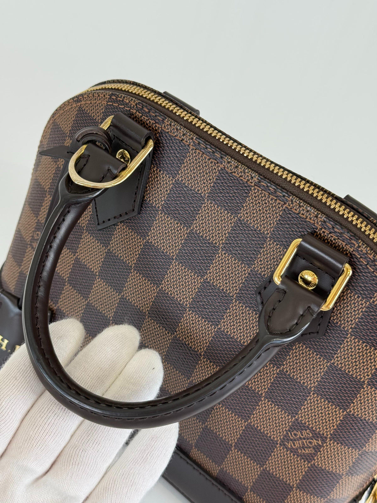 Louis Vuitton Alma BB Damier Ebene Canvas with H.B Initials