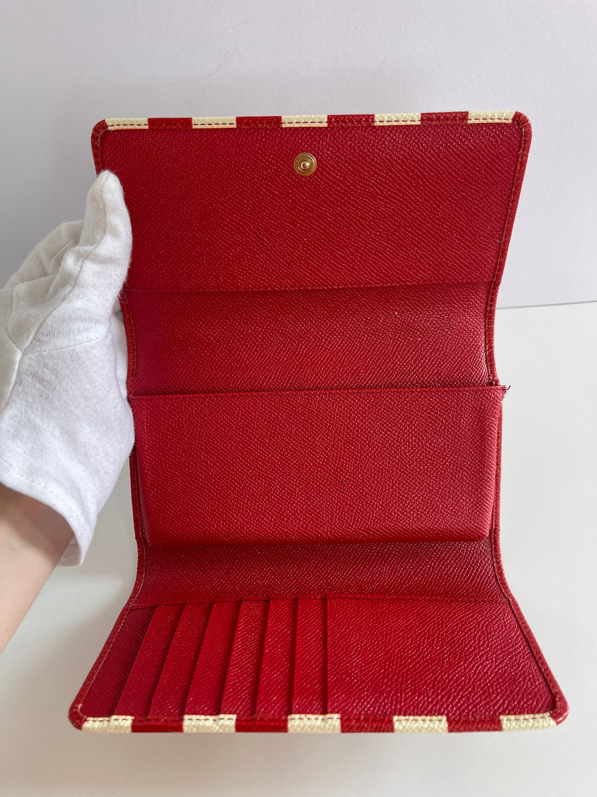 Dolce Gabbana Red/White Striped Leather Mini Sicily Von Bag