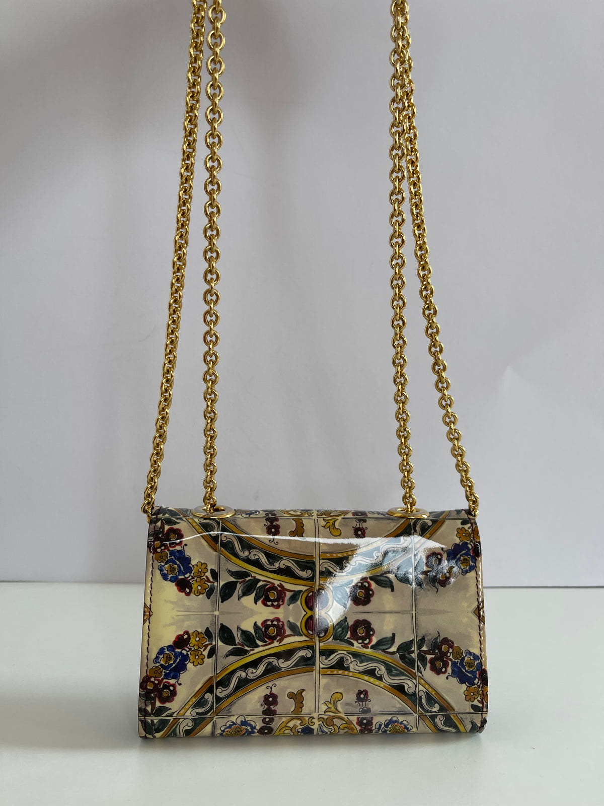 Dolce Gabbana Majolica Print Leather Mini Sicily Von Bag