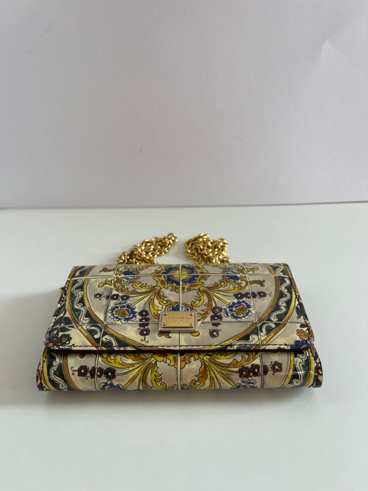 Dolce Gabbana Majolica Print Leather Mini Sicily Von Bag