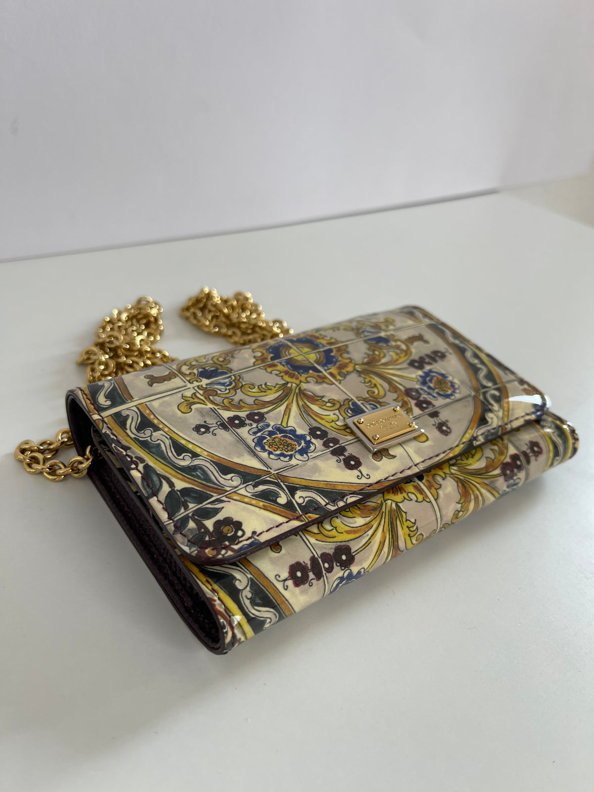 Dolce Gabbana Majolica Print Leather Mini Sicily Von Bag