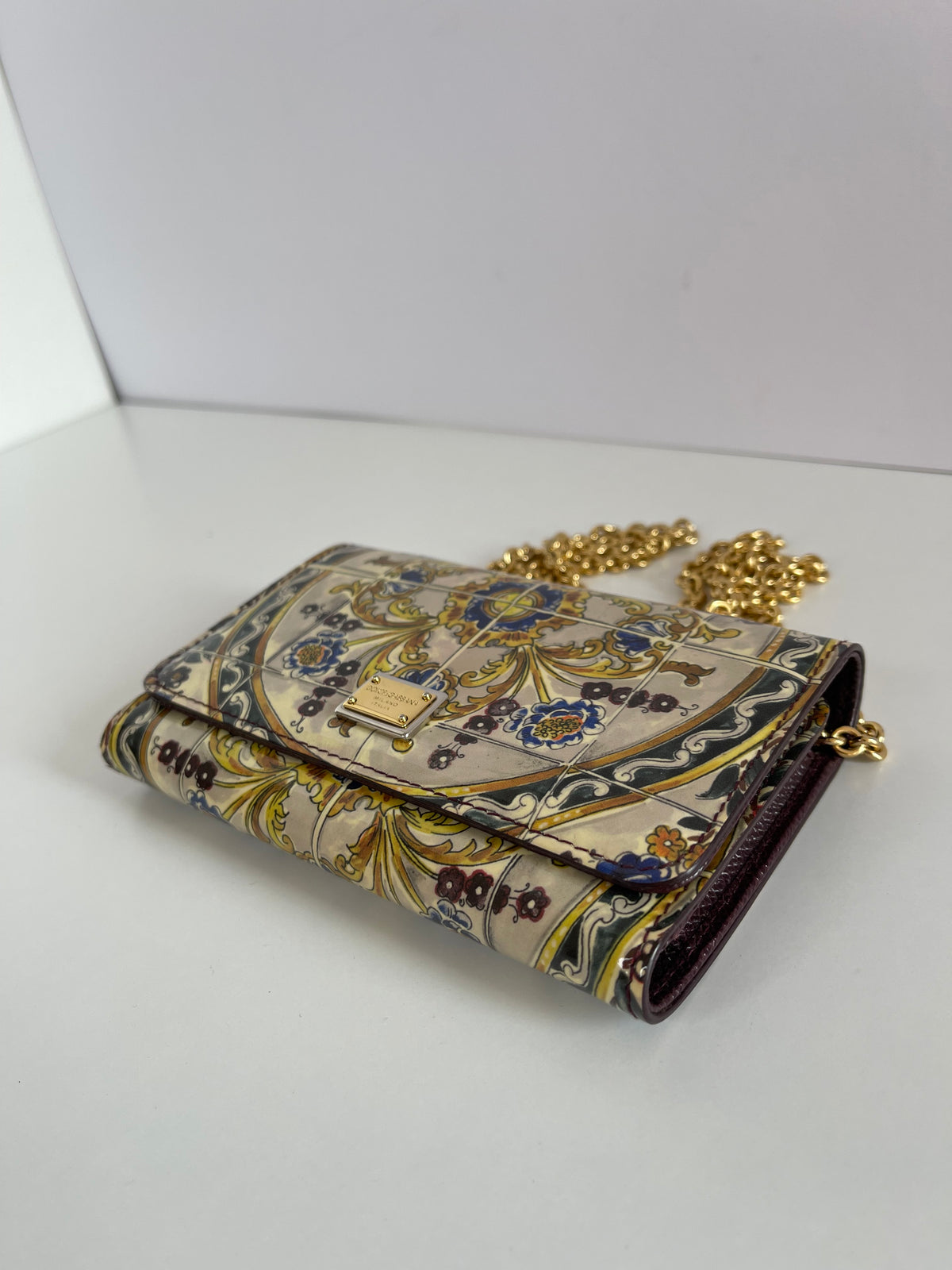 Dolce Gabbana Majolica Print Leather Mini Sicily Von Bag