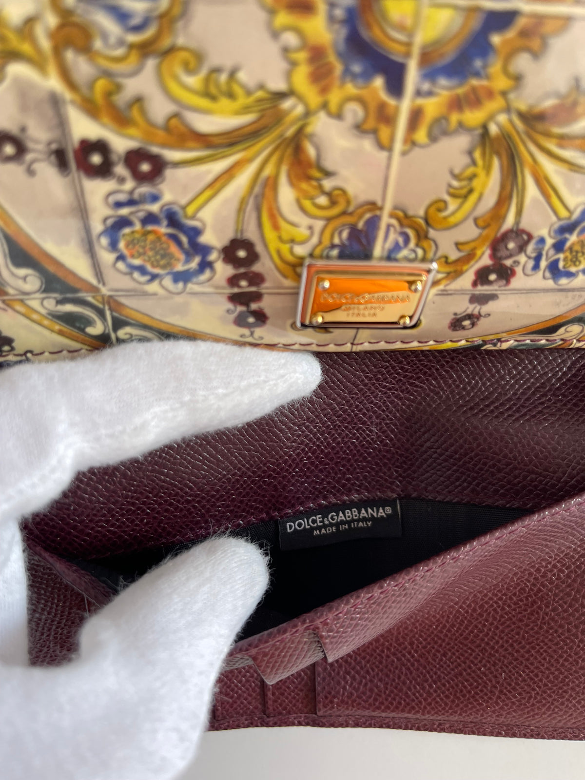 Dolce Gabbana Majolica Print Leather Mini Sicily Von Bag