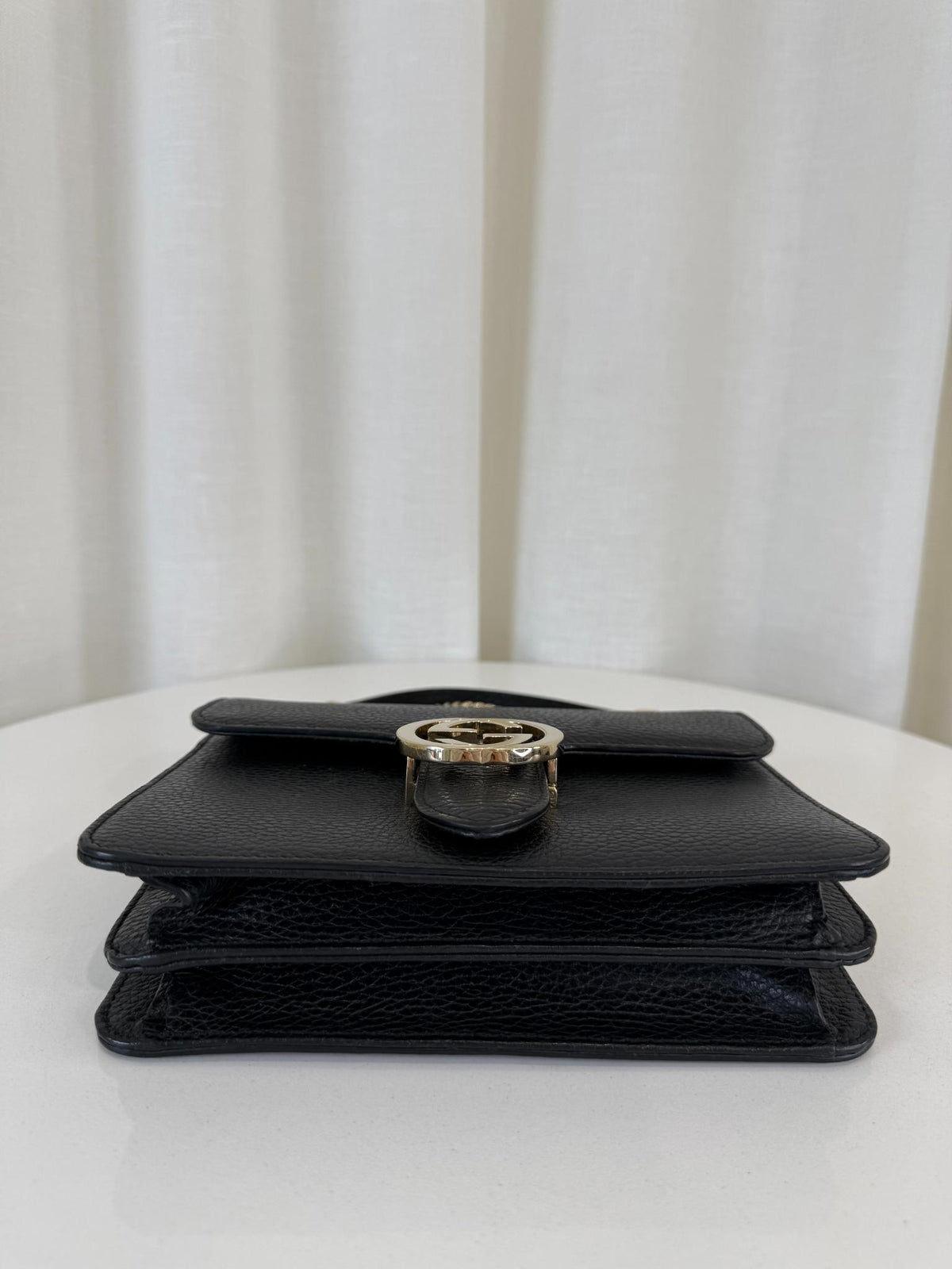 Gucci Dollar Calfskin Interlocking G Black Leather Crossbody bag