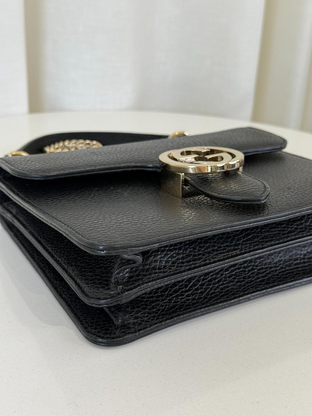 Gucci Dollar Calfskin Interlocking G Black Leather Crossbody bag