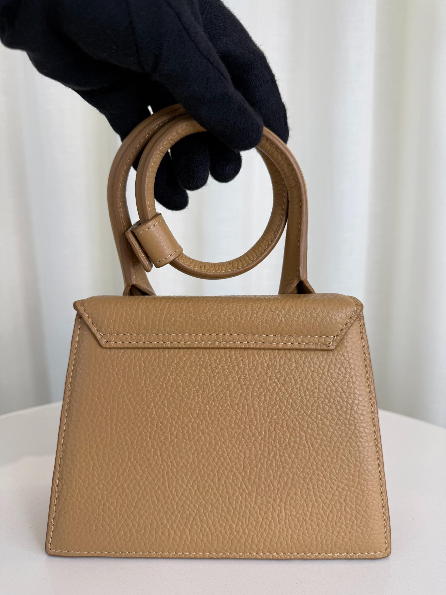 Jacquemus Le Chiquito Noeud Coiled Camel Leather Handbag