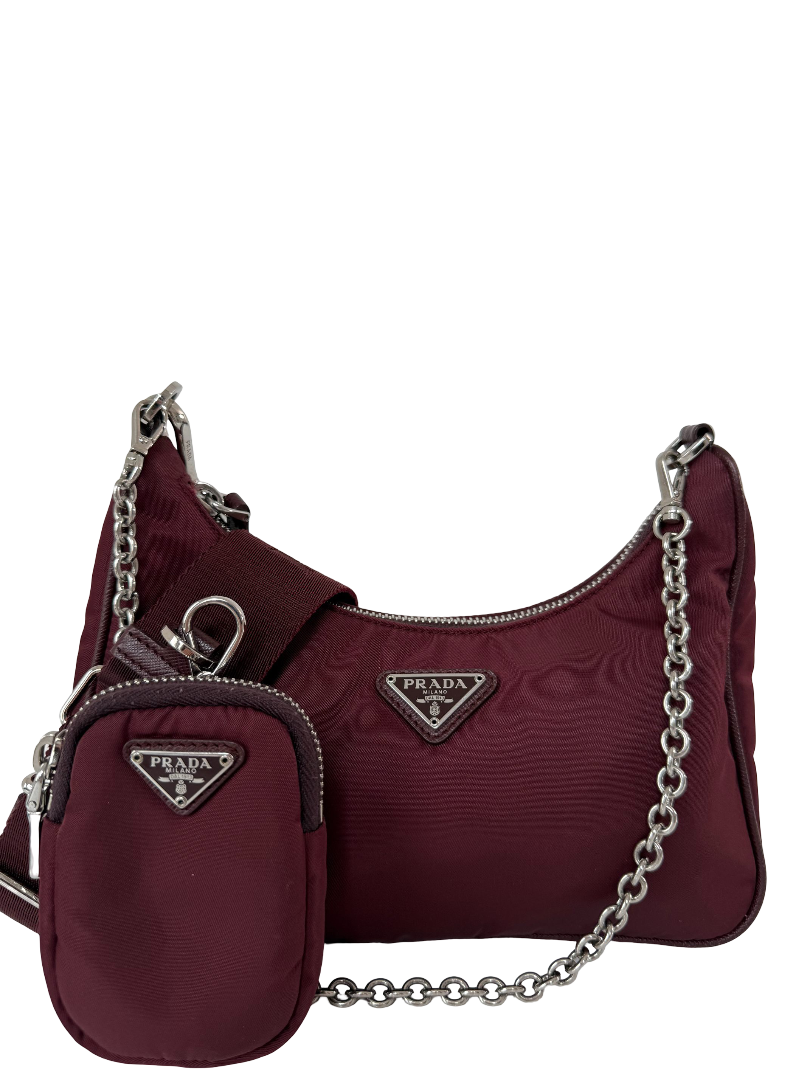 Prada Re-Edition 2005 Re-Nylon Burgundy Crossbody Bag