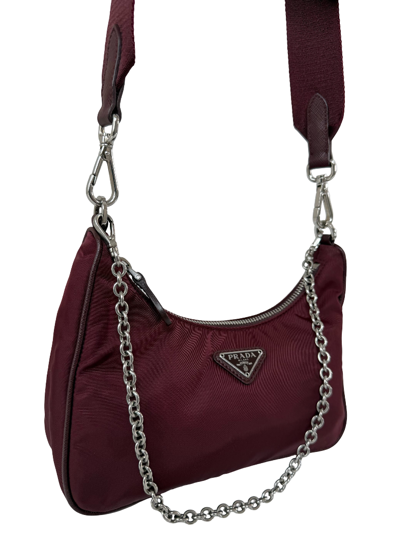 Prada Re-Edition 2005 Re-Nylon Burgundy Crossbody Bag