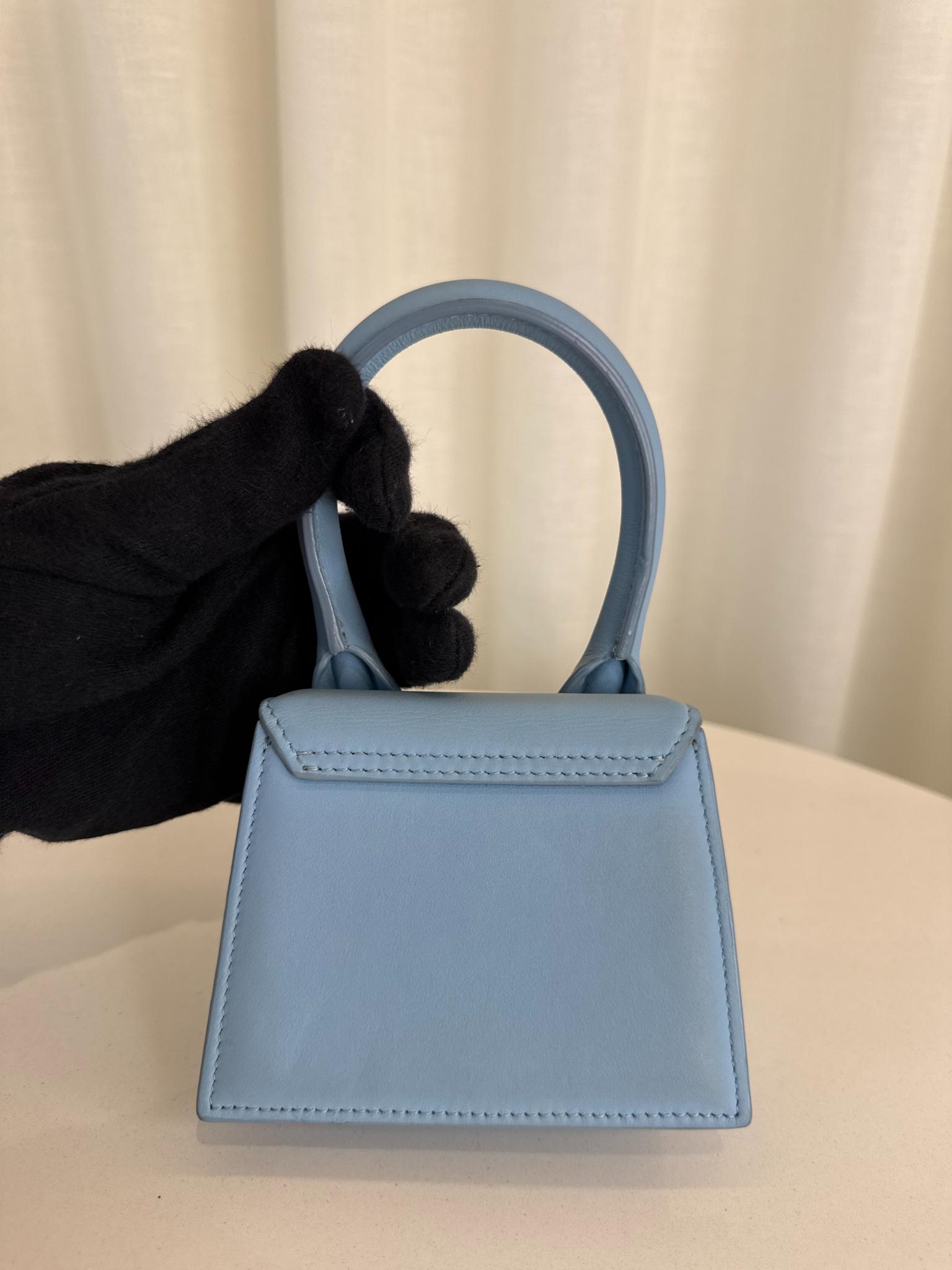 Jacquemus Le Chiquito Mini Light Blue Leather Bag