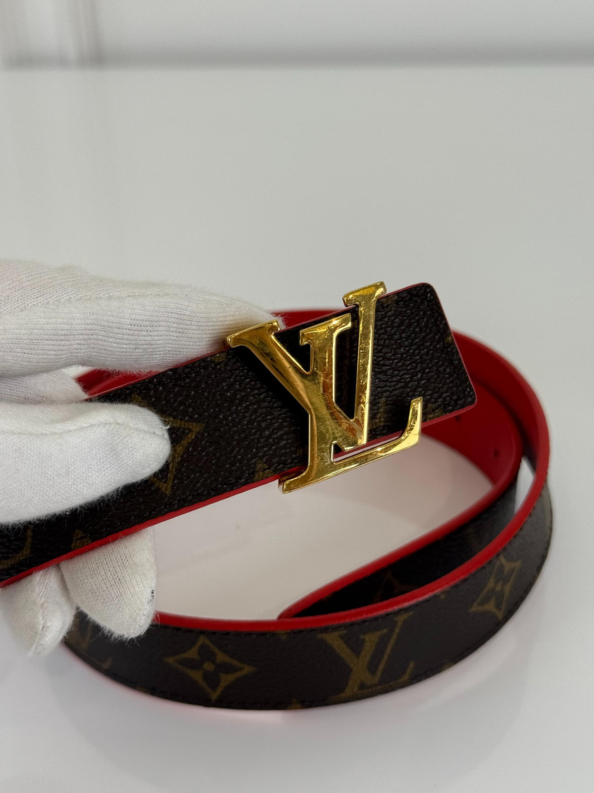 Louis Vuitton LV Initiales 30mm Reversible Belt Red Monogram Canvas