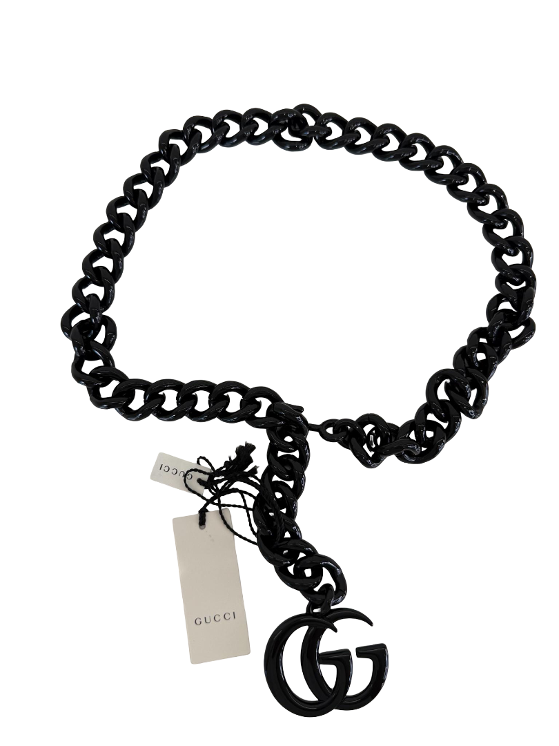 Gucci Black GG Marmont Chain Belt