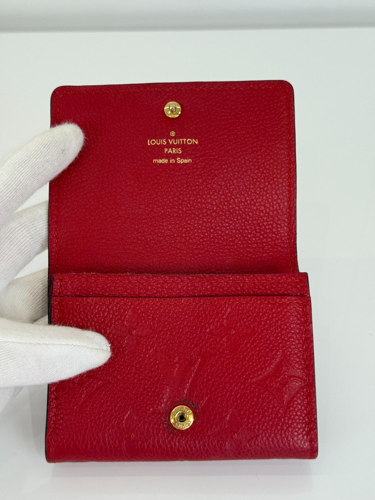 Louis Vuitton Business Card Holder Cherry Monogram Empreinte Leather