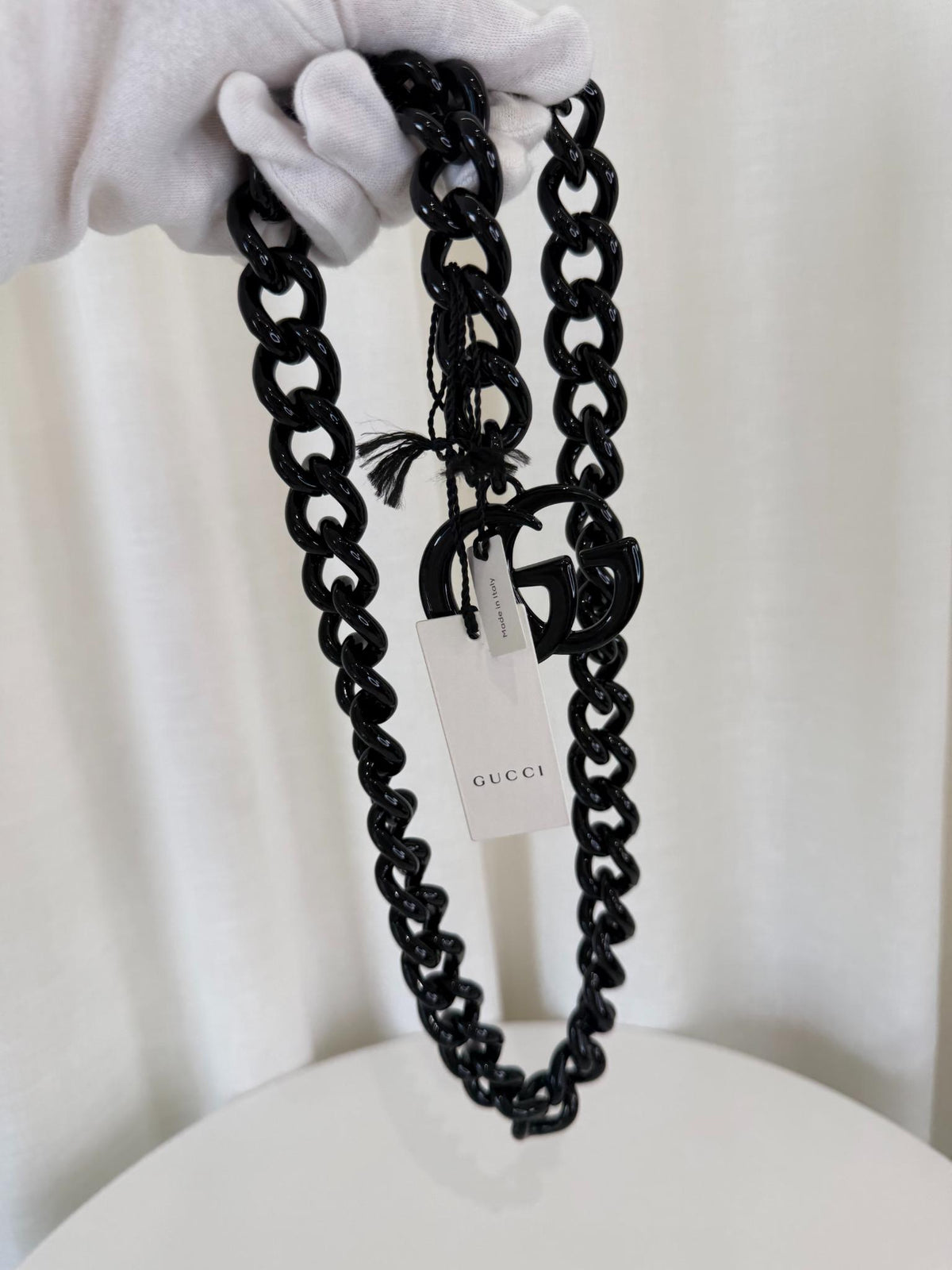 Gucci Black GG Marmont Chain Belt