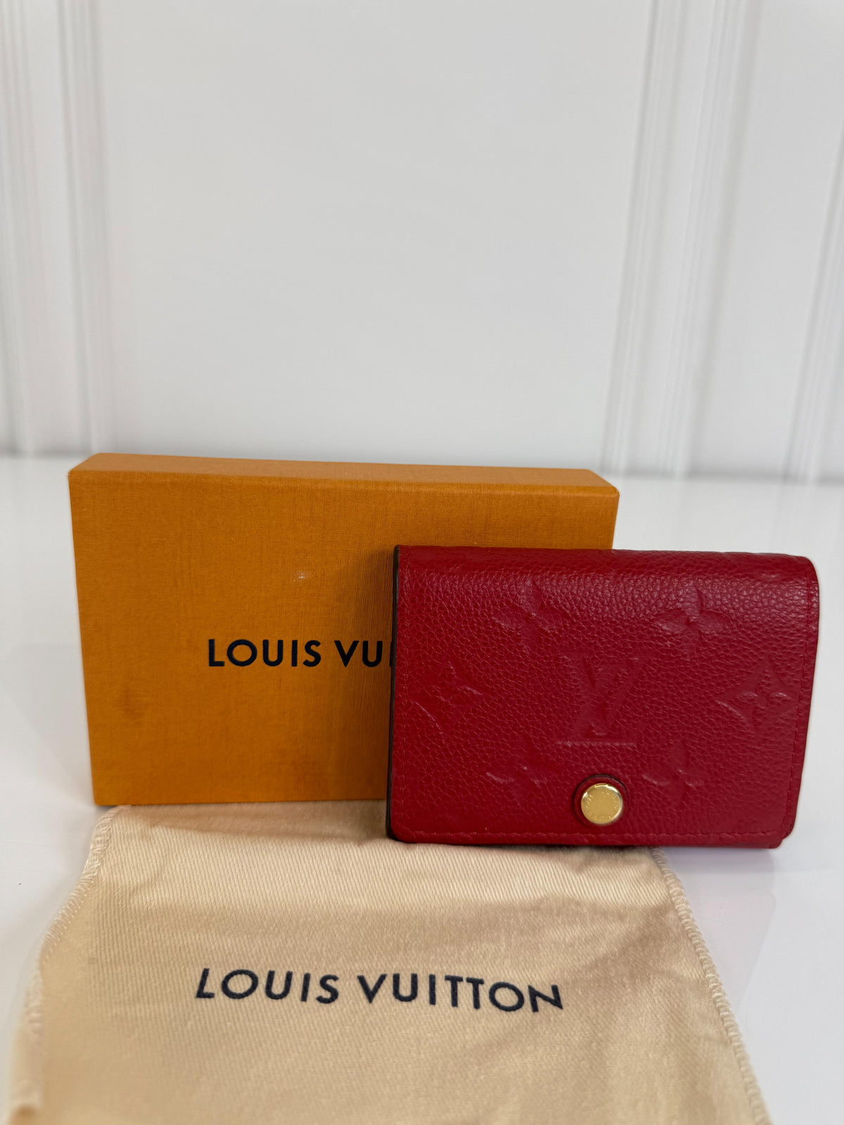 Louis Vuitton Business Card Holder Cherry Monogram Empreinte Leather