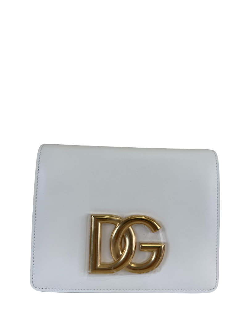 Dolce Gabbana 3.5 White Leather Crossbody Bag